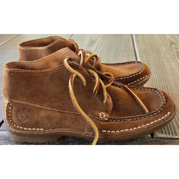 Timberland Boots Womens 6 Brown Suede Ankle Chukka Halona‎ Moccasin Loafer Shoes - Picture 5 of 11